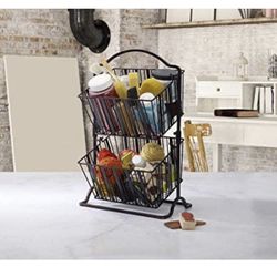Two-tier metal hanging baskets