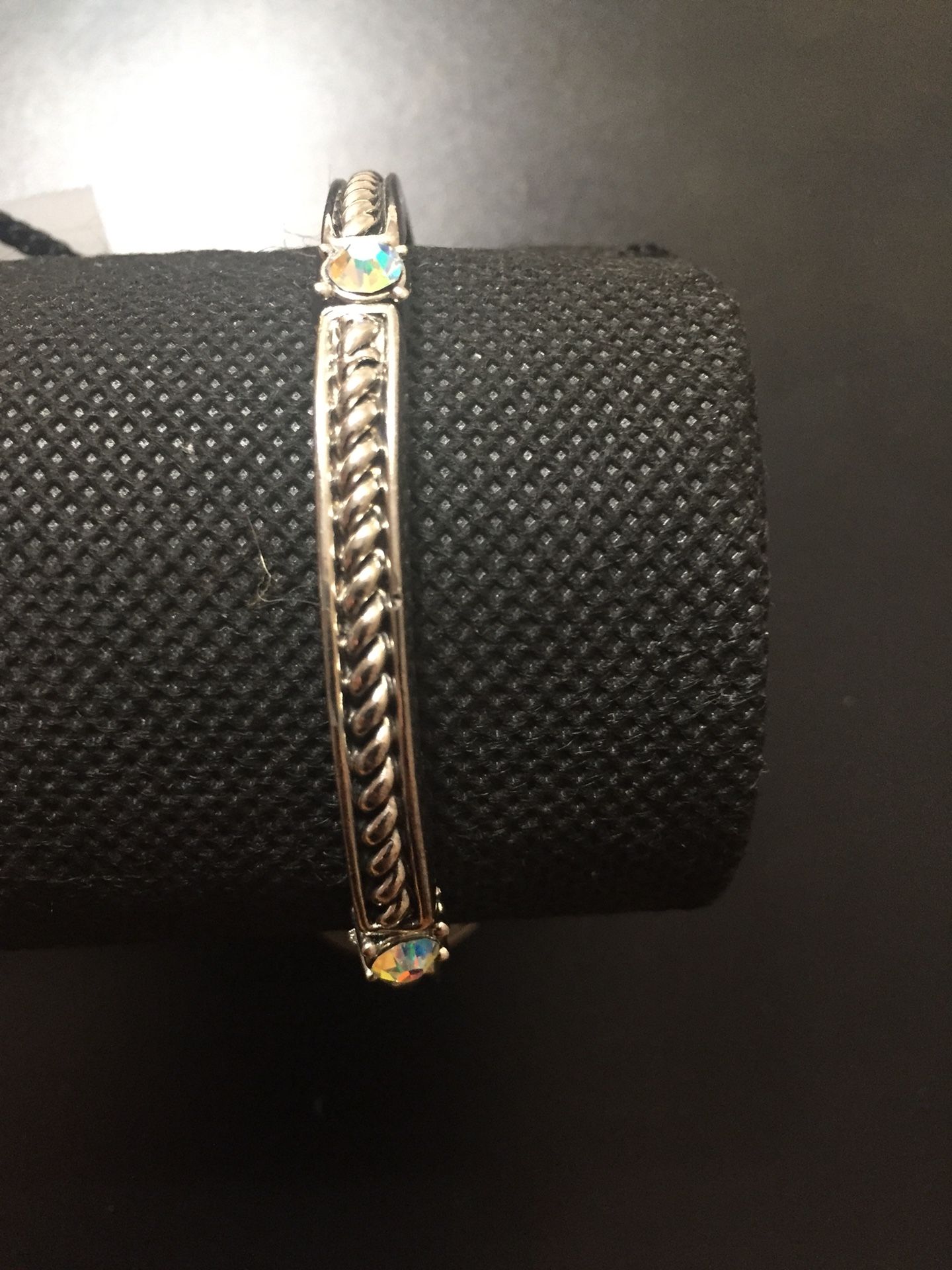 Stretch Metal and Rhinestone Bracelet With