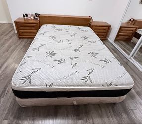 Queen Mattress Set – Includes Headboard, Box Springs & Metal Platform
