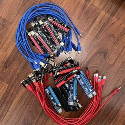 PCIE Riser Express Cable 1X to 16X (Dual-6pin / MOLEX) with Led Graphics Extension Ethereum ETH Mining Powered PCI-E Riser Adapter Card