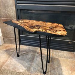 Live Edge Wooden End Table