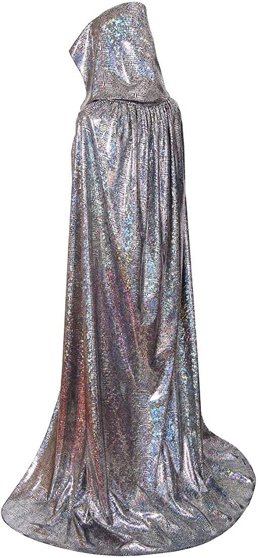 Full Length Cloak Shiny Hooded Cape Men Women Mardi Gras Christmas Costume