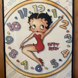 1987 VINTAGE BETTY BOOP AS A CLOCK POINTER ORIGINAL POSTER Sz 16”x20” VERY RARE