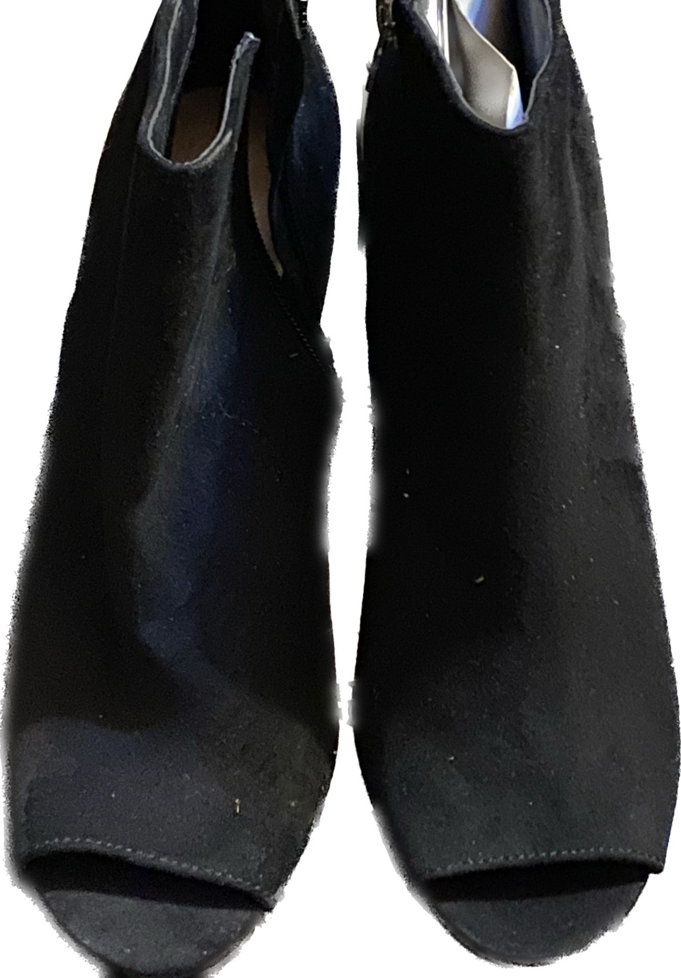 Womans Nwt 8.5 Black Open Toed Chunky Heels