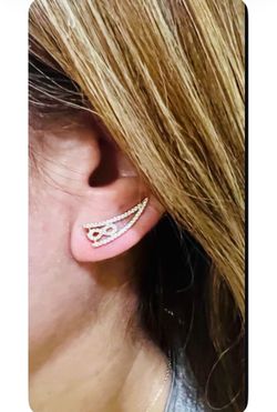 10K Solid Gold Earrings CUBIC ZIRCONIUM STONES FOR WEDDING