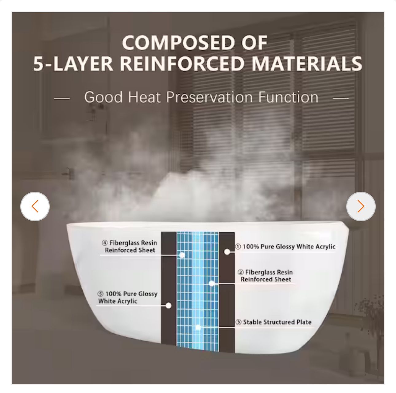 65 in. x 29.5 in. Acrylic Freestanding Flat Bottom Bathtub Soaking with Center Drain Free Standing Bathtub in White