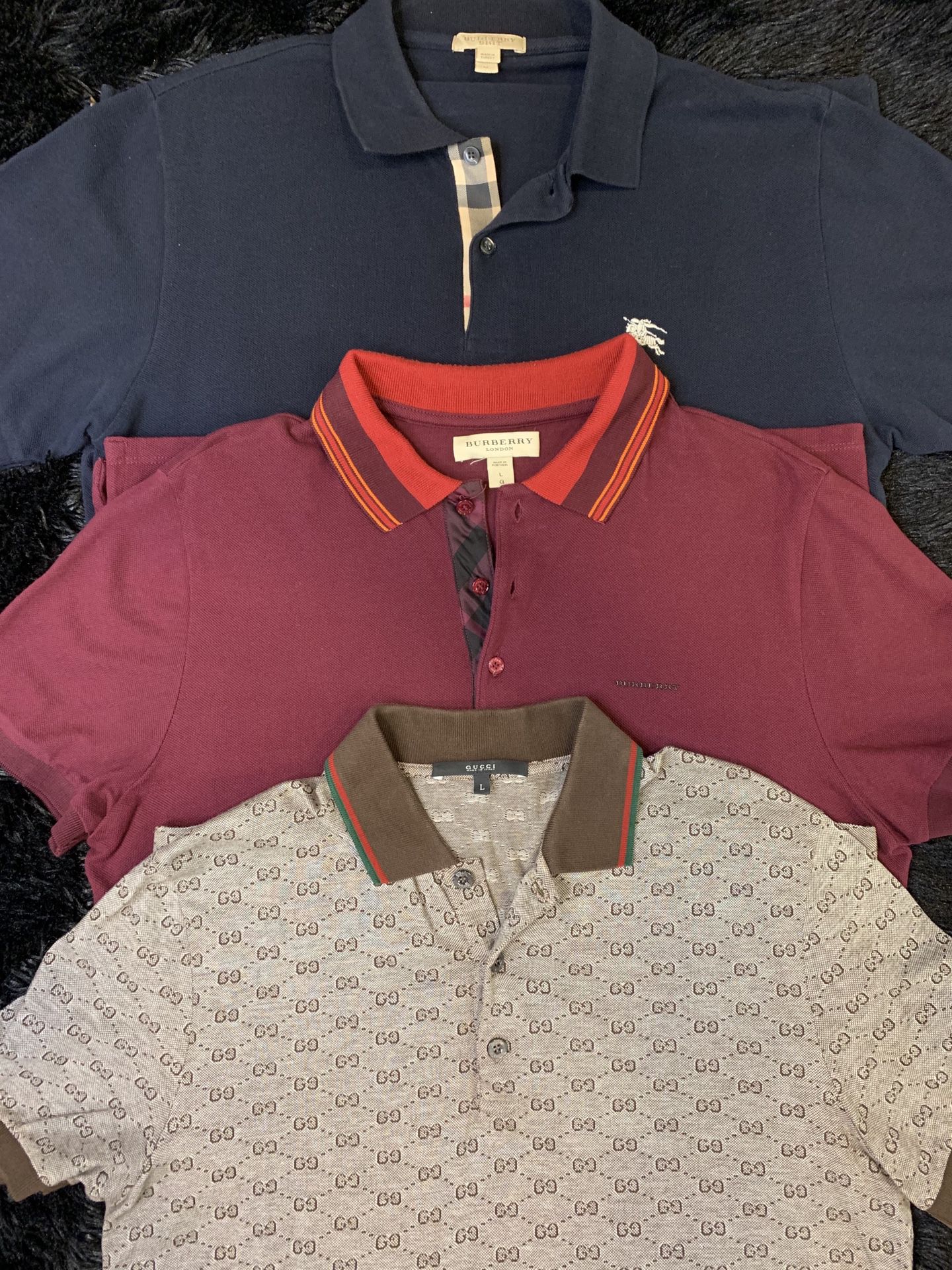 Authentic Designer Polos Shirts (2 Burberry & 1 Gucci)