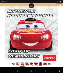 New never used Huffy Cars Lightning McQueen 6V Ride-On Toy Car with Headlights & Engine Sounds, Foot Pedal Drive, Up to 2.5 MPH