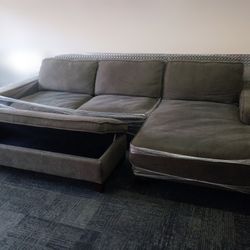 Free Delivery Today! Cleaned! Oversized Grey Sectional Couch With Large Storage Ottoman. Comfortable Sofa! No Pets Or Stains