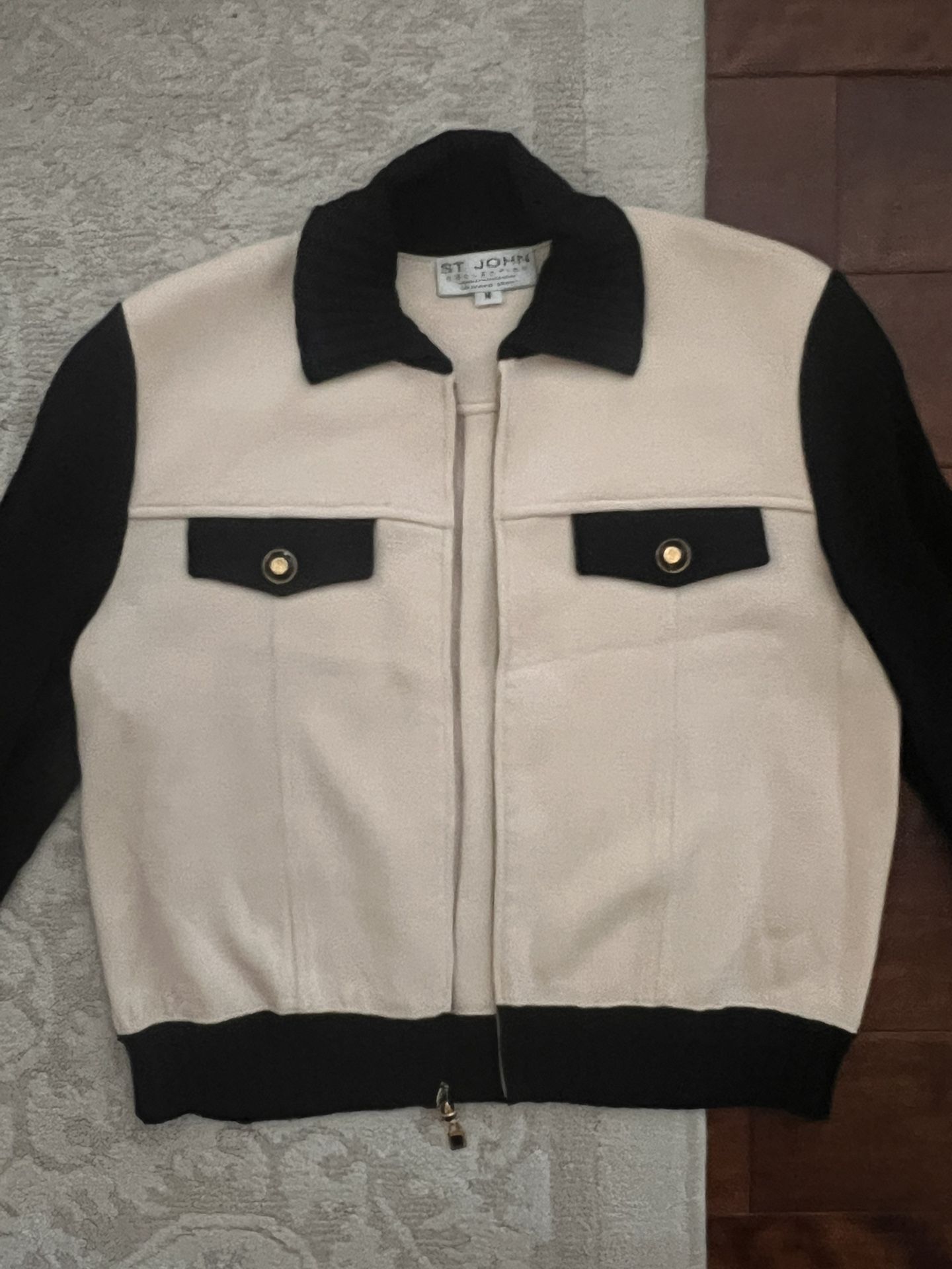 St. John Collection Black And Beige Sweater Jacket