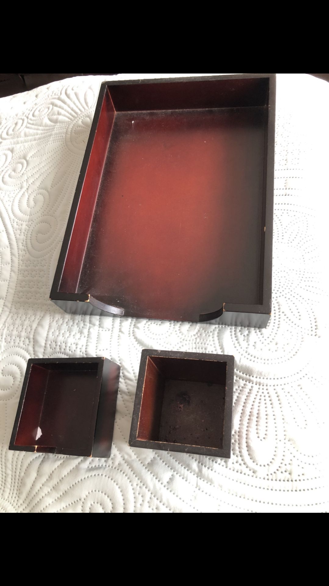Office Wood Desk Set Paper Pencil & Sticky Note Holders