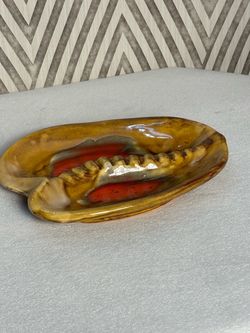 Mid century modern vintage drip glaze California USA pottery ashtray