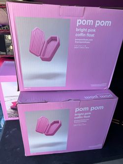 Pom Pom Bright Pink Coffin Pool Float