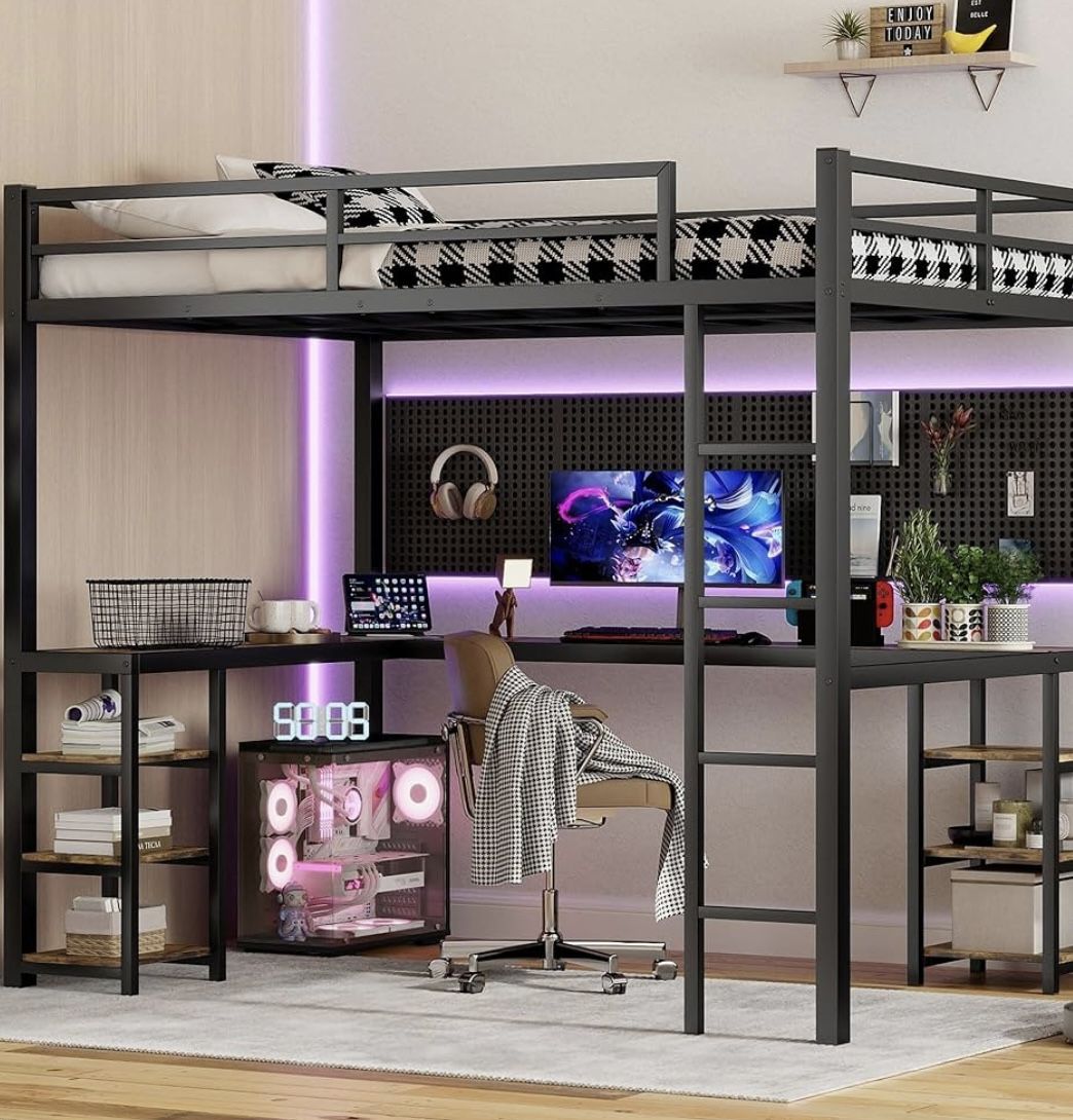 Full Size XL Bunk Bed With Desks