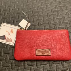 New Dooney & Bourke Wristlet Wallet, Designer D&B Pebbled Leather Wristlet Wallet