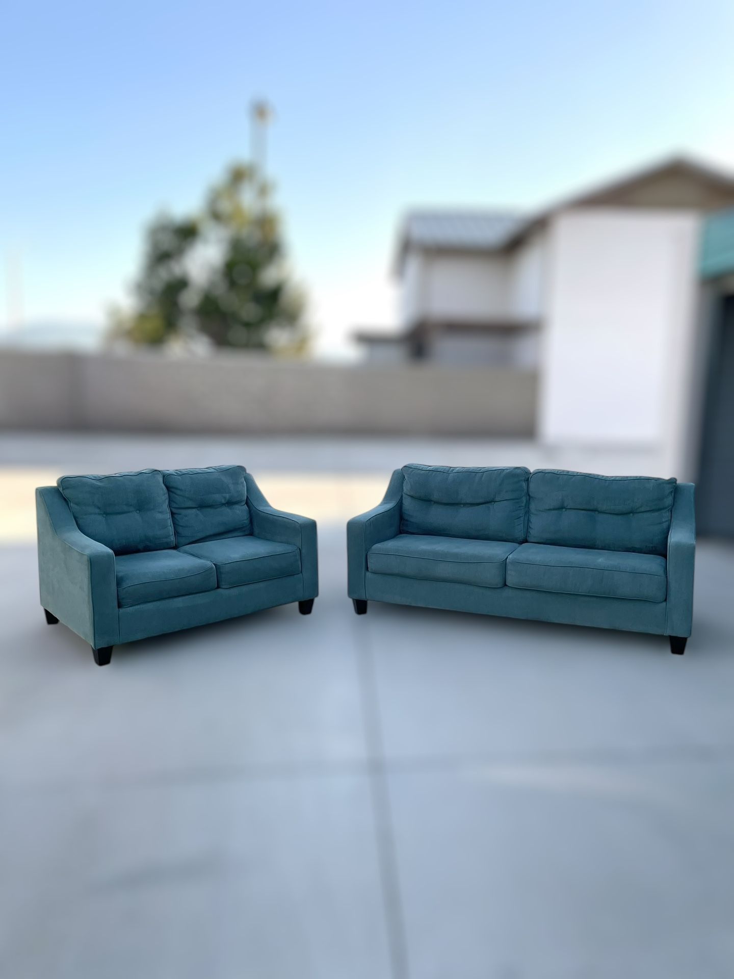 Ashley Furniture Shayla Teal Sofa Couch Set - π DELIVERY AVAILABLE