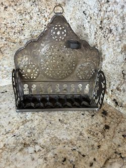 Vintage Hanukkah Menorah Wall Mount oil-burning lamp by Gat Copper Works" Judaica Israel