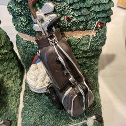 Unique Golf Sculpture Bookends American Collection 7x5x5 each set of 2 heavy Thumbnail