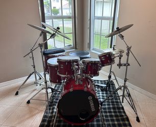 SUPER RARE Yamaha Oak Custom MIJ Trans Red 7-Piece Drums Plus Hardware