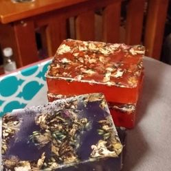 Homemade Large Bars Of Soap  Lavender And Cherry With Shea Butter 