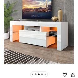VINGLI 51'' LED TV Stand, High Glossy Modern Entertainment Center