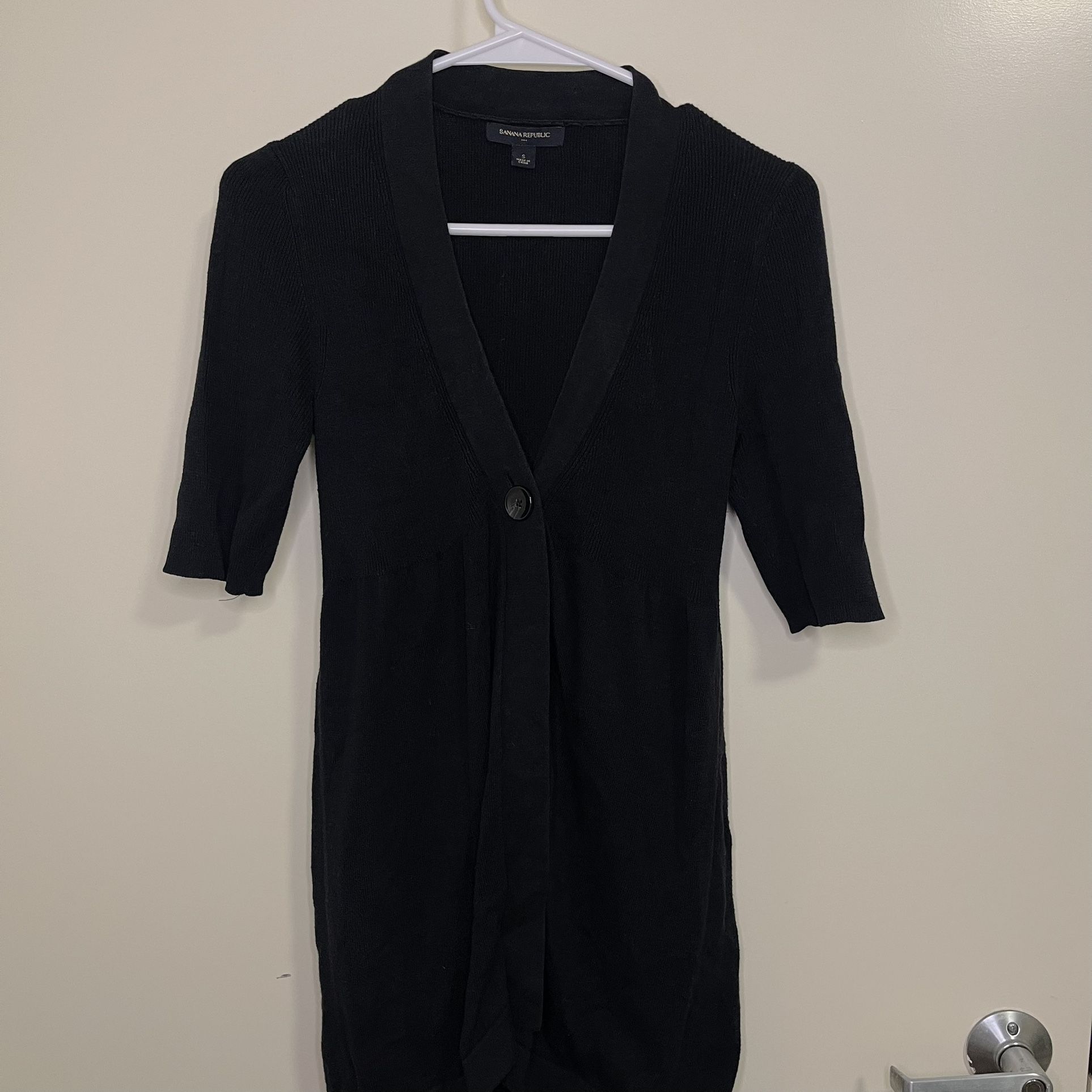 Banana Republic Women's Black 3/4 Sleeve Ribbed Knit Cardigan Sweater (Size S)