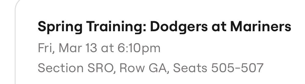 Dodger spring Training Tickets For Sale