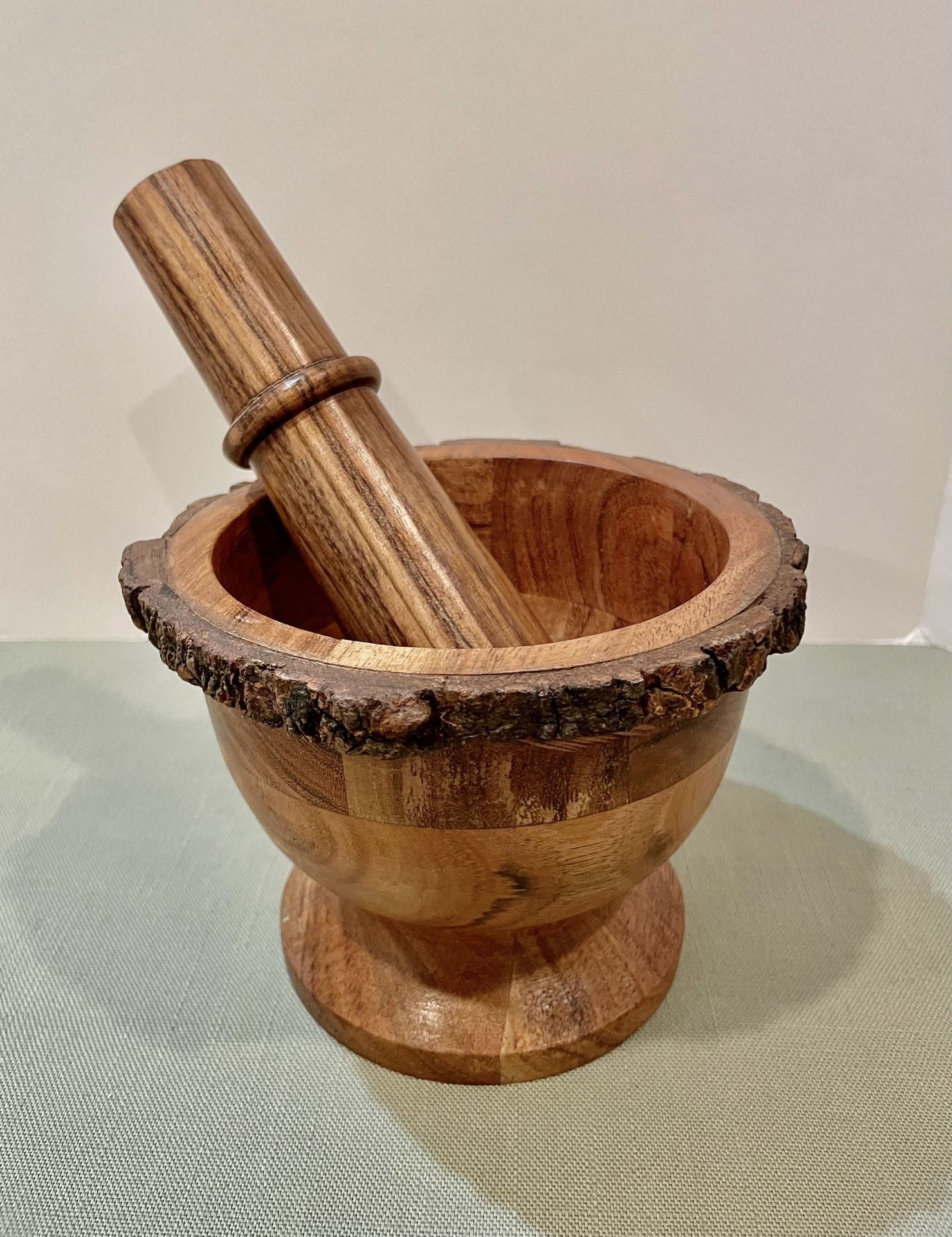 Williams Sonoma Olive Wood Mortar & Pestle (Live Edge)