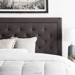 🎁 BRAND NEW LUCID Bordered Upholstered Headboard with Diamond Tufting, Full/Full XL, Charcoal
