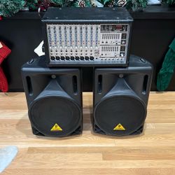 Band PA Karaoke System - Behringer Europower PMX 2000 Powered Mixer And 2 Behringer B212XL Speakers With All Cables 
