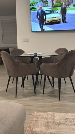 Glass Top Dining Table with 4 Chairs