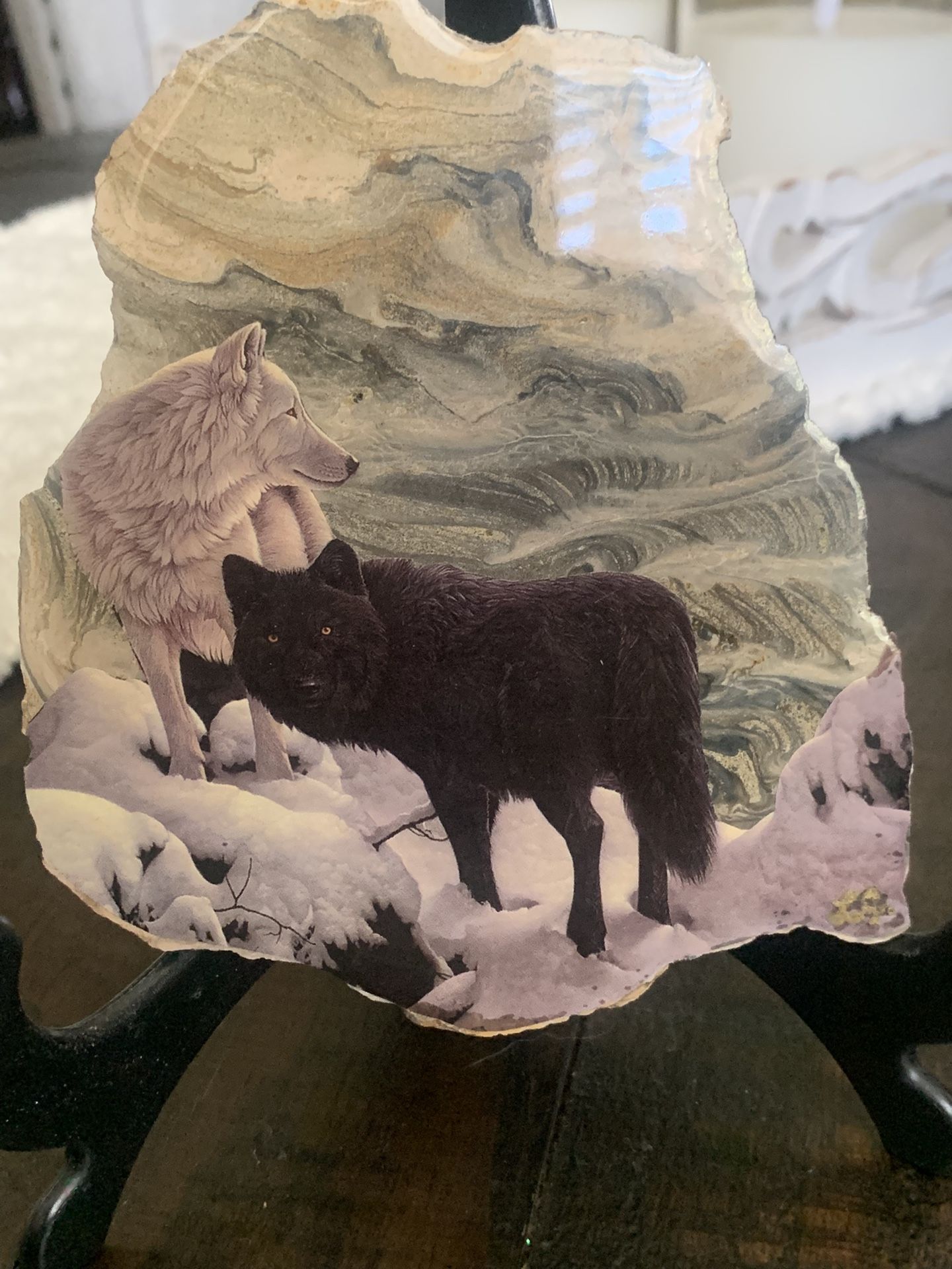 Wolf Painted Stone