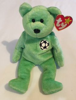 Green TY Beanie baby Bear plush toy