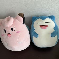 Squishmallows clefairy and snorlax 10 inch plushies