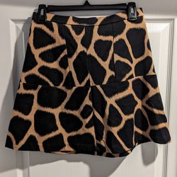 Michael Kors Giraffe Print Golden Zip Back Tan & Black Skirt Size 4