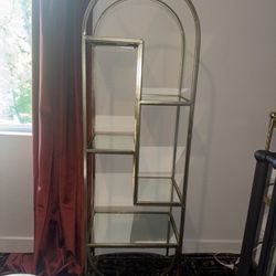 Modern Gold Arched Mirrored Display Shelf | Bookcase | Plant Stand