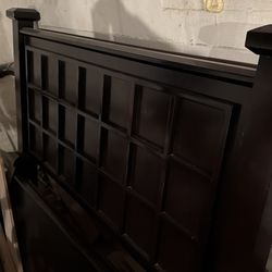 Queen size bed, black solid wood