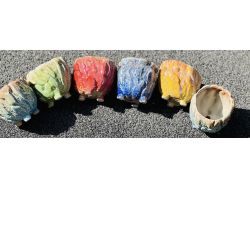 Set Of 6 Ceramic Succulent Plant Pot Container Vase  Planter Jar Three Point 3.5×3”