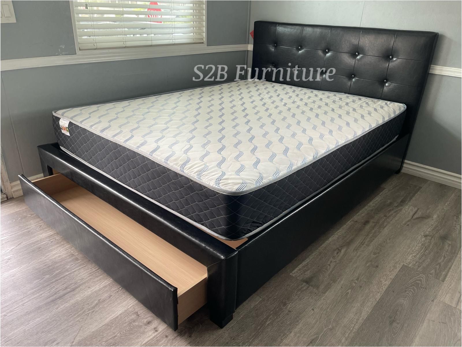 Full Black Platform Bed With Ortho Mattress Included