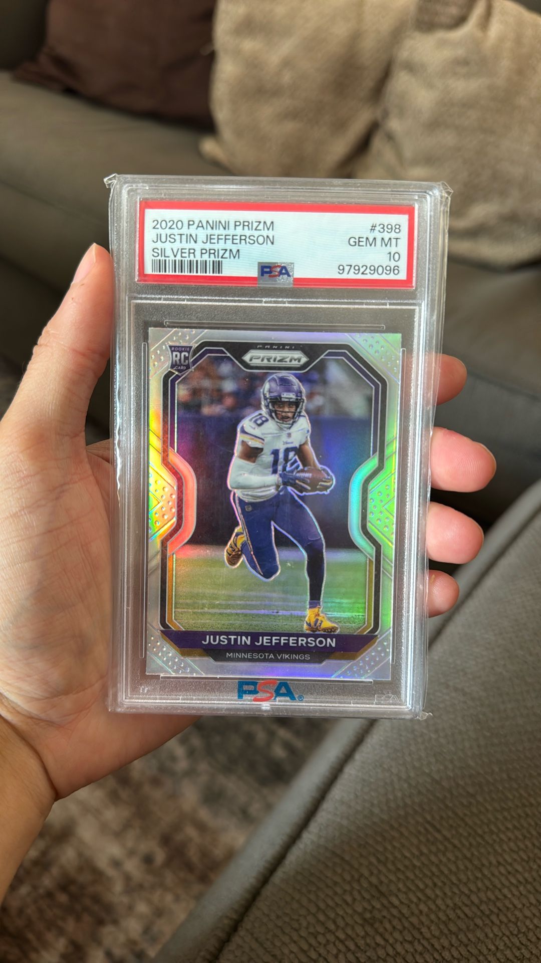 2020 Panini Prizm Justin Jefferson Silver Prizm Rookie PSA 10