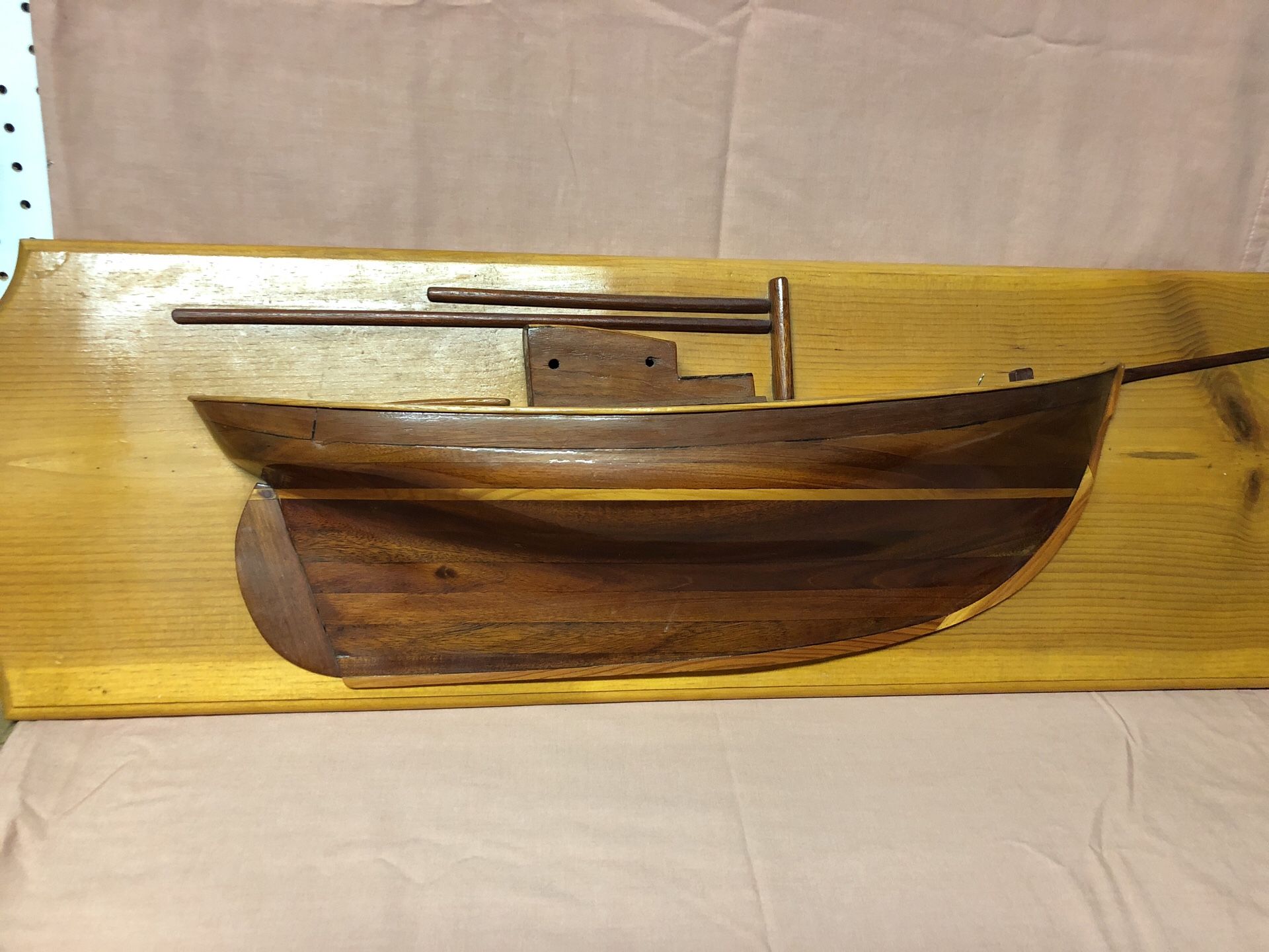 Wood half-model sailboat