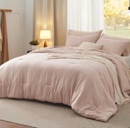 Bedsure King Size Comforter Set Dusty Rose Soft Prewashed Bedding for All Seasons 3 Pieces GentleSoft