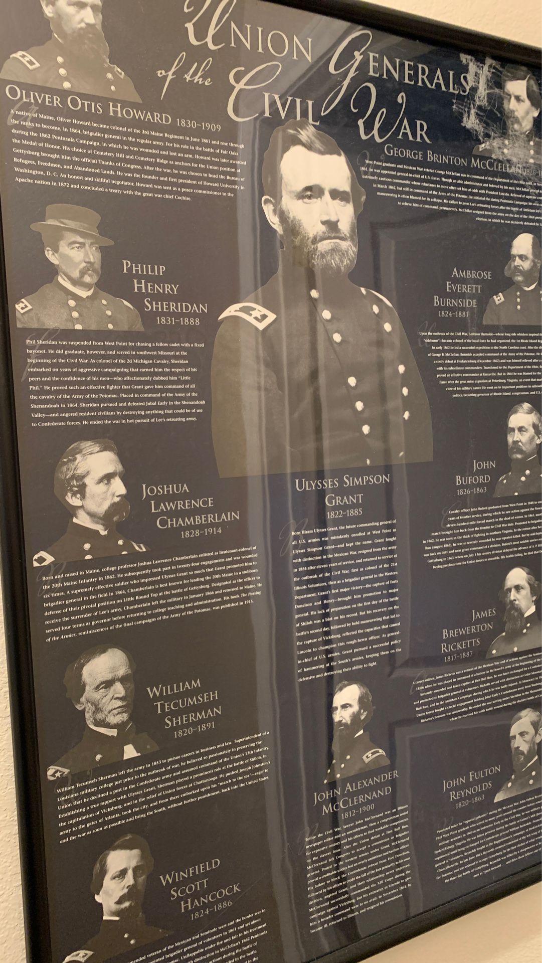 Nicely framed photos of the generals in the Union and Confederate armies during the Civil war. $35 for both.