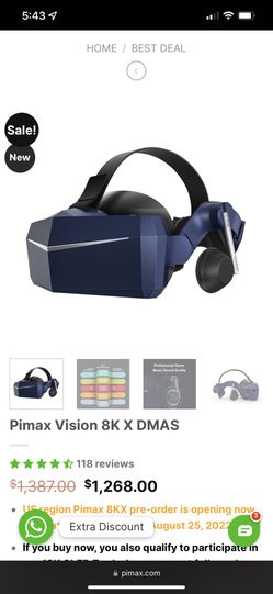 Pimax 8kx Vr Headset Virtual Reality Pc Gaming 8k X