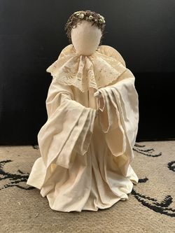 Handmade Angel Decoration, paper mache, Holiday Decor One Of A Kind