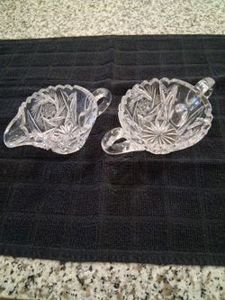 Crystal milk and sugar set the sugar bowl and Creamer.