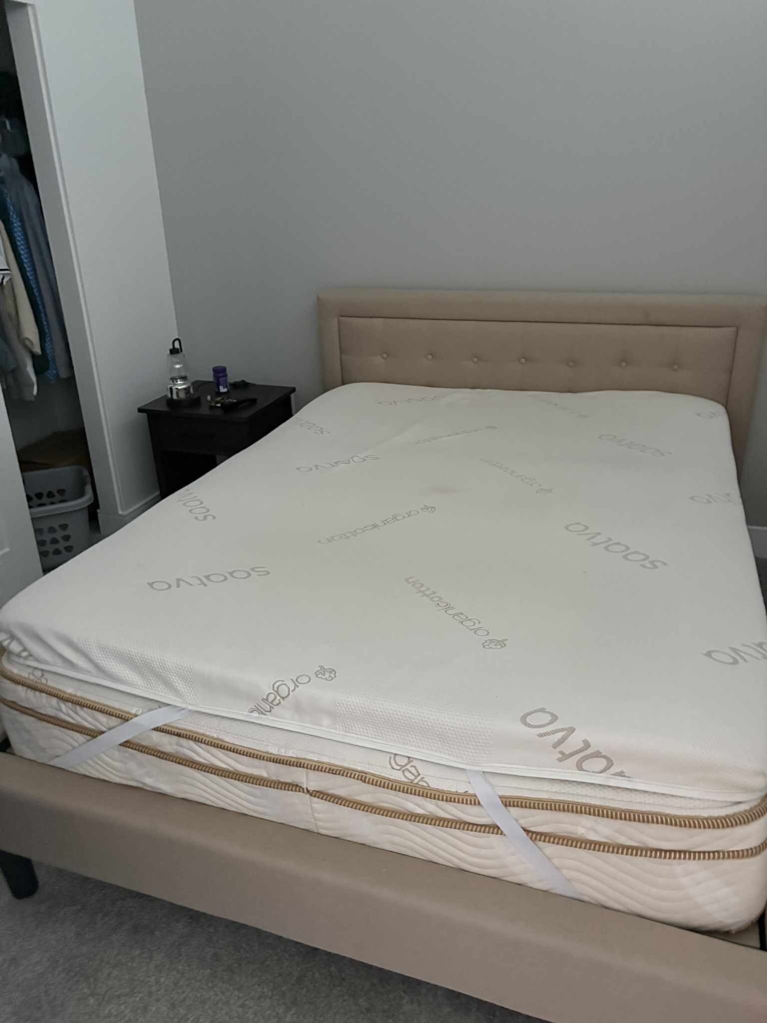 Saatva Firm Queen Mattress and 4 Inch Topper and Bed Frame Included