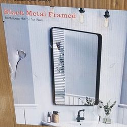 New Black Metal Frame Bathroom Mirror