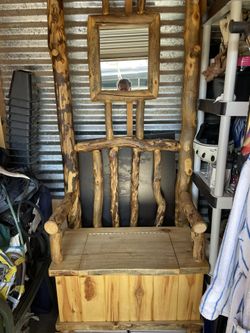 Log Hall Tree Furniture Piece