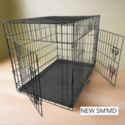 Brand New In Box Sml'md Dog Crate & Tray 2 Door 24"x18"x21 Foldable Cat Cage Pet Kennel Animal Carrier 